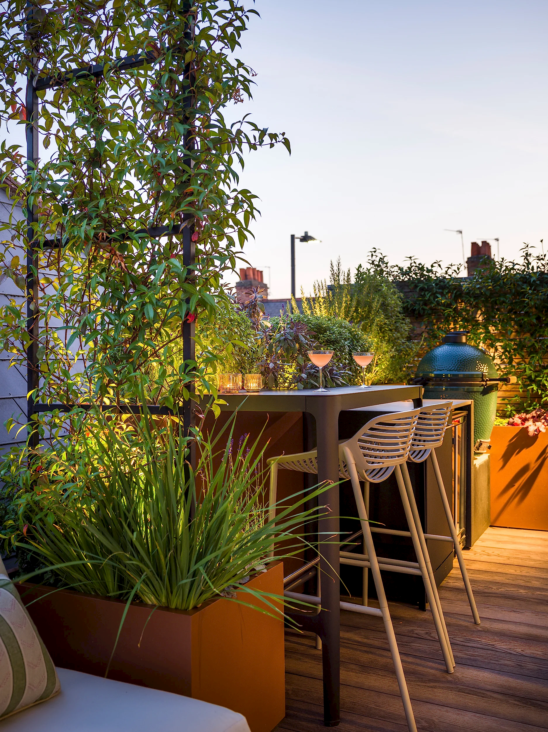 Rooftop retreat seating area