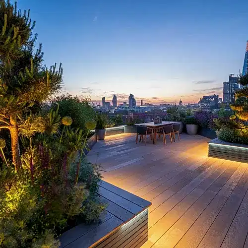 Roof garden design in London with a view of St Pauls cathedral