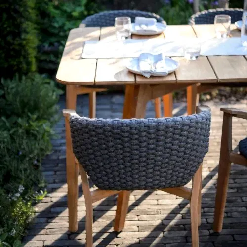 a table and chairs outside